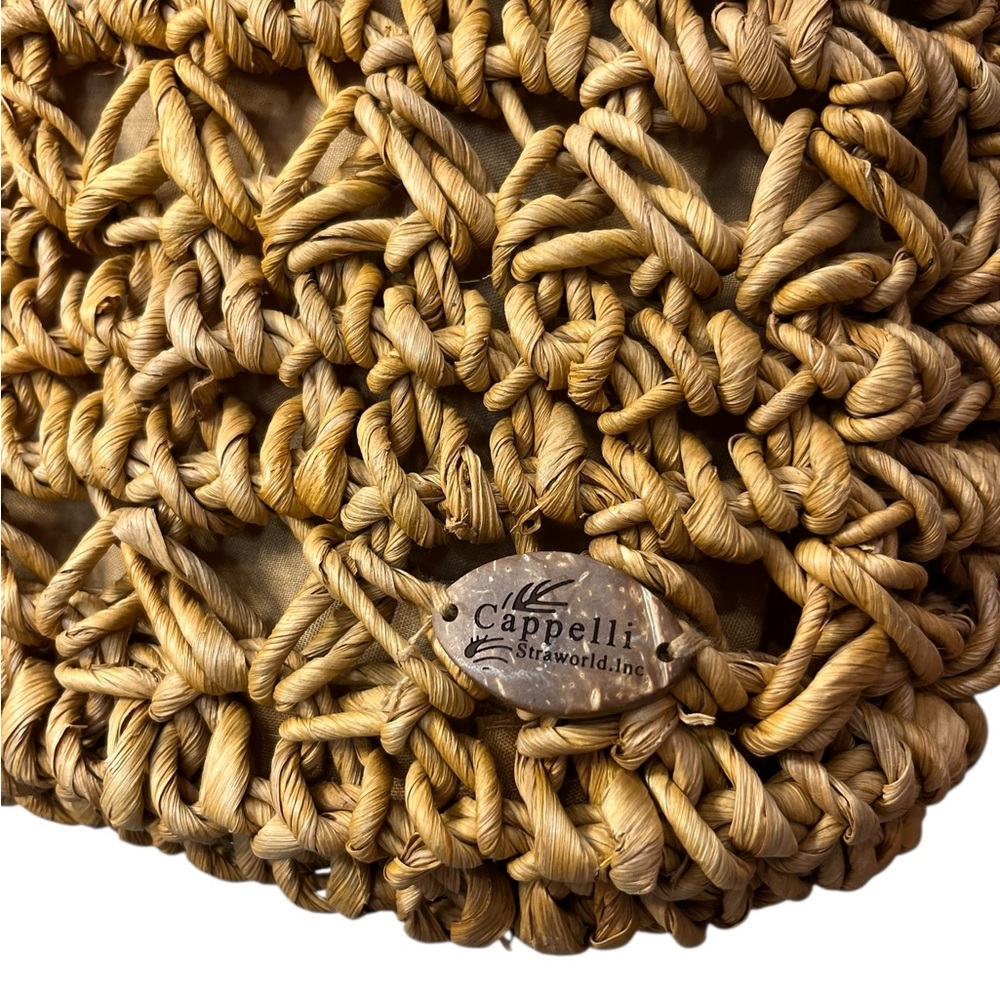 Cappelli Straworld Raffia Beaded Handle Tote Bag Boho Coastal Beach Tan - Picture 3 of 11